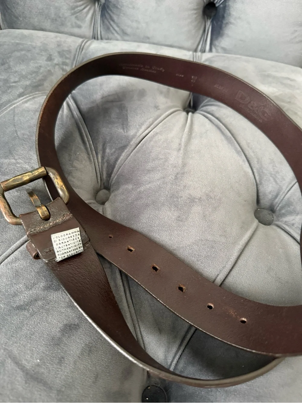 Dolce & Gabbana Men's Dark Brown Leather Logo Belt